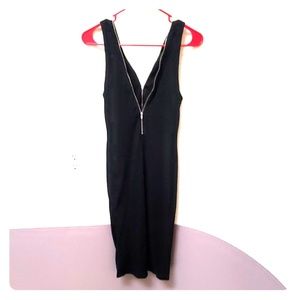 Front/back zipper up black dress